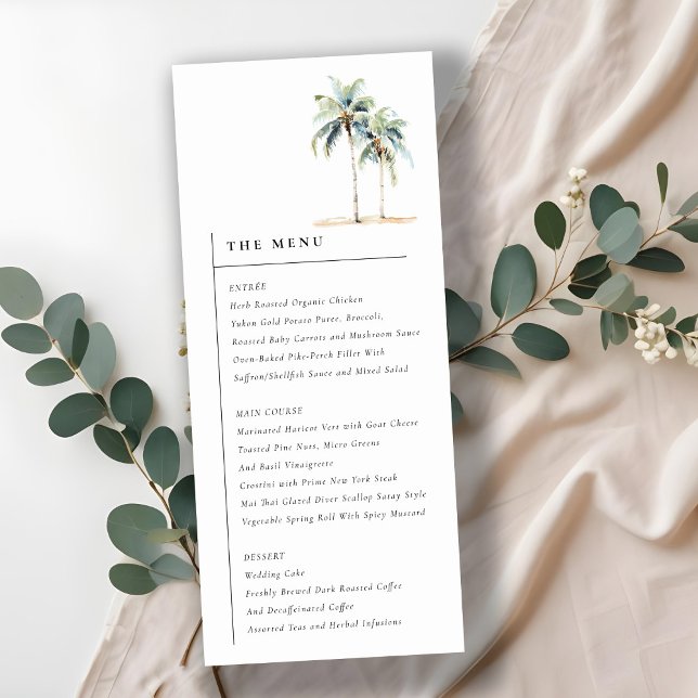 Minimal Palm Trees Tropical Wedding Menu Card (Creator Uploaded)