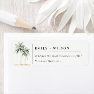 Minimal Palm Trees Watercolor Tropical Address