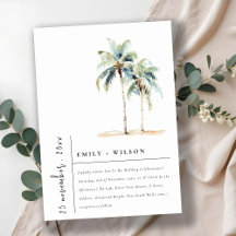 Minimal Palm Trees Watercolor Tropical Wedding