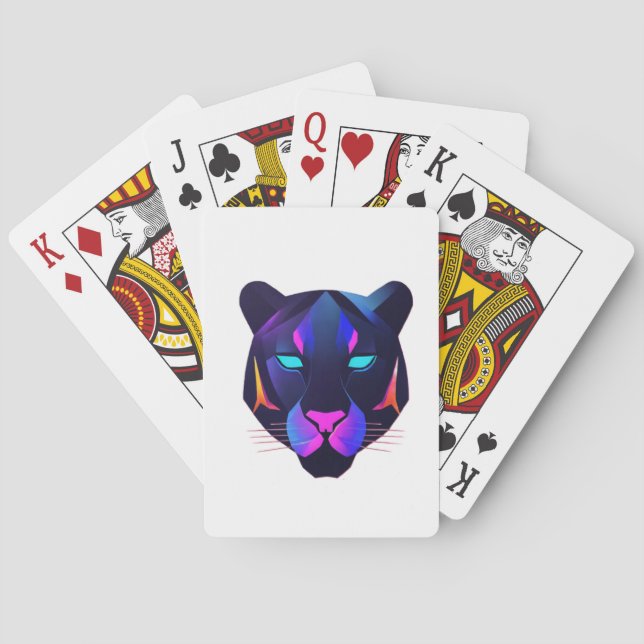 Minimal Panther Abstract Logotype | Modern Luxury  Playing Cards (Back)