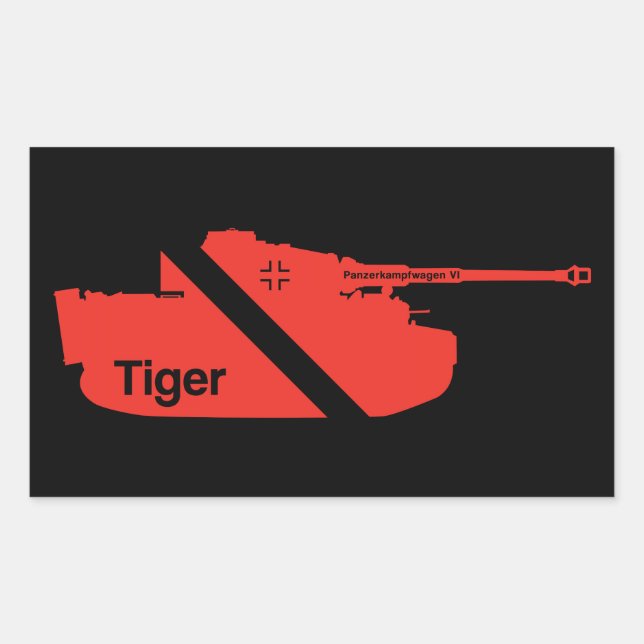 Minimal Panzerkampfwagen VI, red - black Rectangular Sticker (Front)