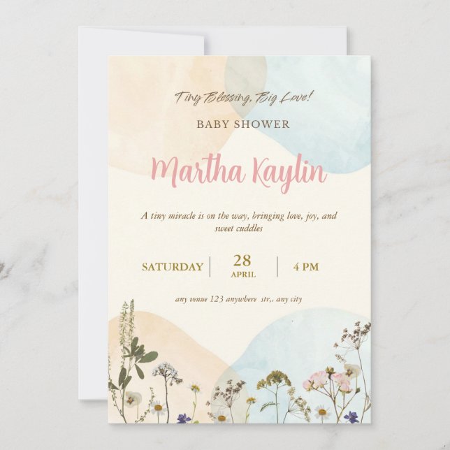 Minimal Pastel Baby Shower Invitation (Front)