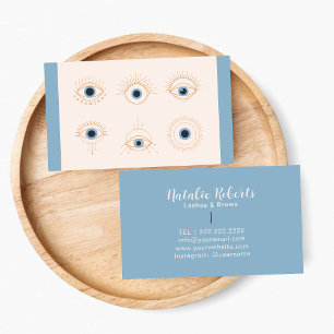 Minimal Pastel Blue & Pink Eyelashes Beauty Salon Business Card