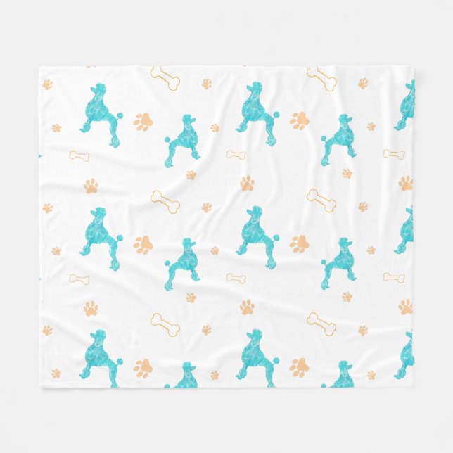 Minimal Pastel Blue Poodle Silhouette Blanket (Front (Horizontal))