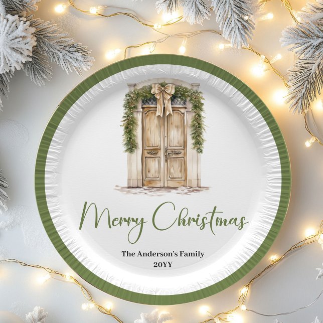 Minimal Pastel Christmas Custom Family Name Paper  Paper Plate (Minimal Pastel Christmas Custom Family Name Paper Plates)