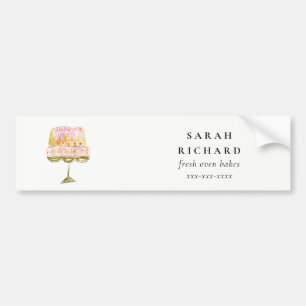 Minimal Pastel Colorful Watercolor Cake Bakery Bumper Sticker