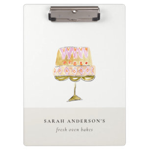 Minimal Pastel Colorful Watercolor Cake Bakery Clipboard