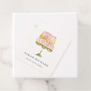 Minimal Pastel Colorful Watercolor Cake Bakery Favour Tags