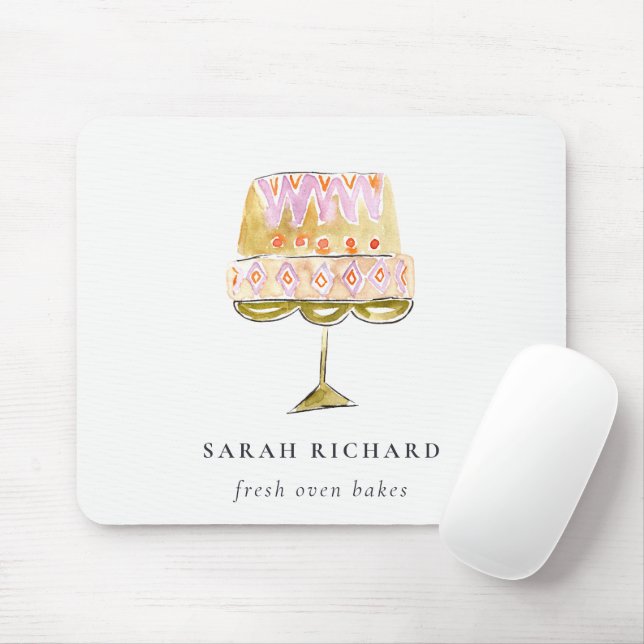 Minimal Pastel Colourful Watercolor Cake Bakery Mouse Mat (With Mouse)