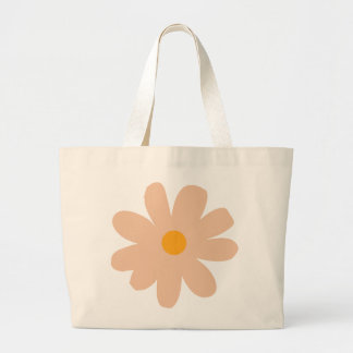 Minimal Pastel Daisy Flower – Cute Retro Aesthetic Large Tote Bag