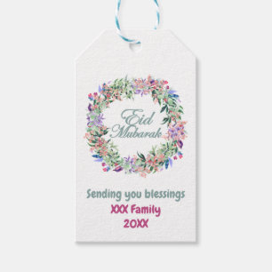 Minimal Pastel Floral Eid Mubarak Personalised Gift Tags