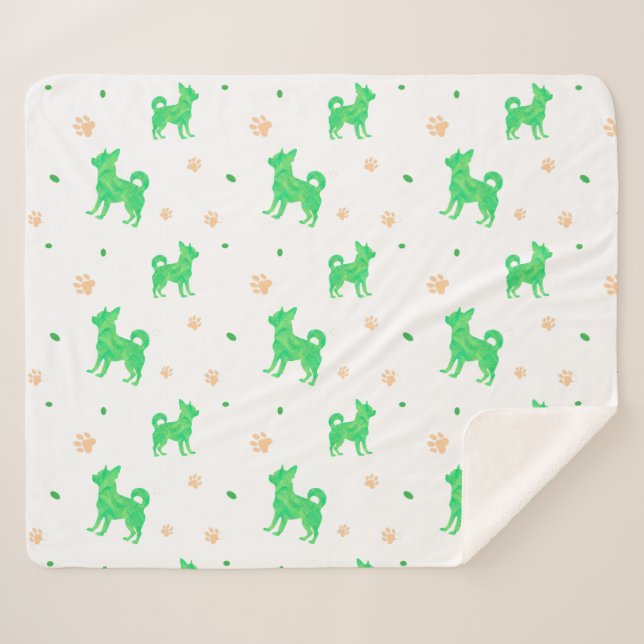 Minimal Pastel green chihuahua Silhouette blanket (Front (Horizontal))