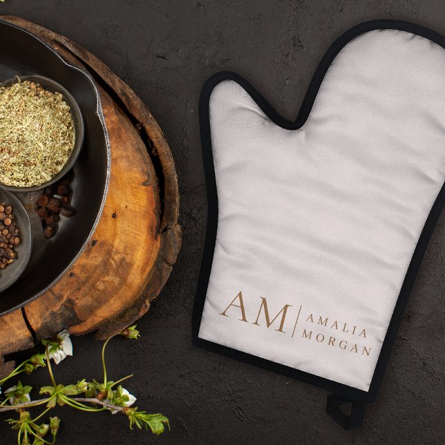 Minimal Pastel Initial & Personalised Oven Mitt & Pot Holder Set (Creator Uploaded)