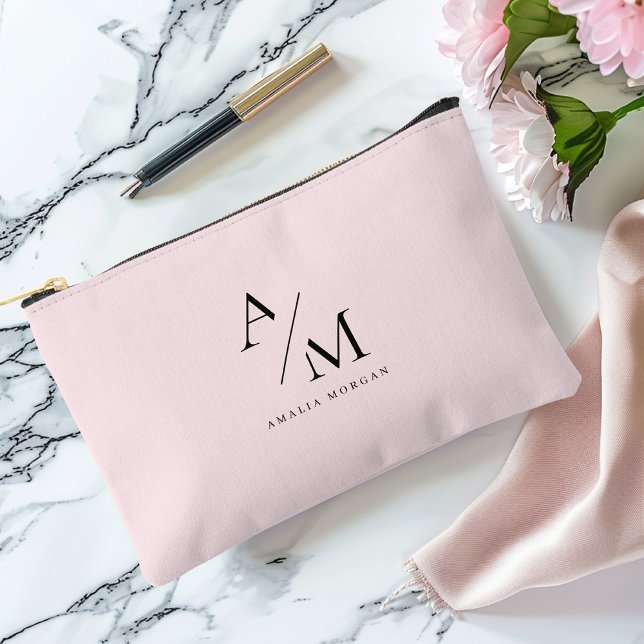 Minimal Pastel Pink Initial & Personalised  Accessory Pouch (Creator Uploaded)