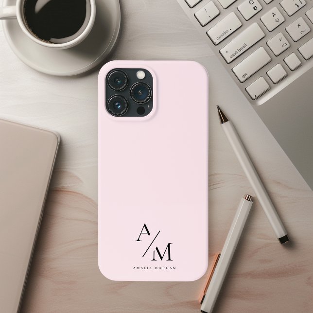 Minimal Pastel Pink Initial & Personalised  Case-Mate iPhone Case (Creator Uploaded)