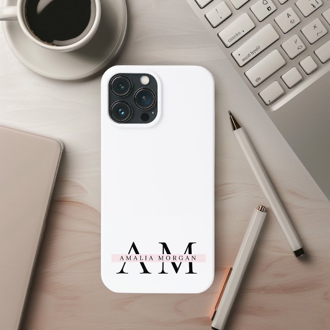Minimal Pastel Pink Initial & Personalised  Case-Mate iPhone Case (Creator Uploaded)