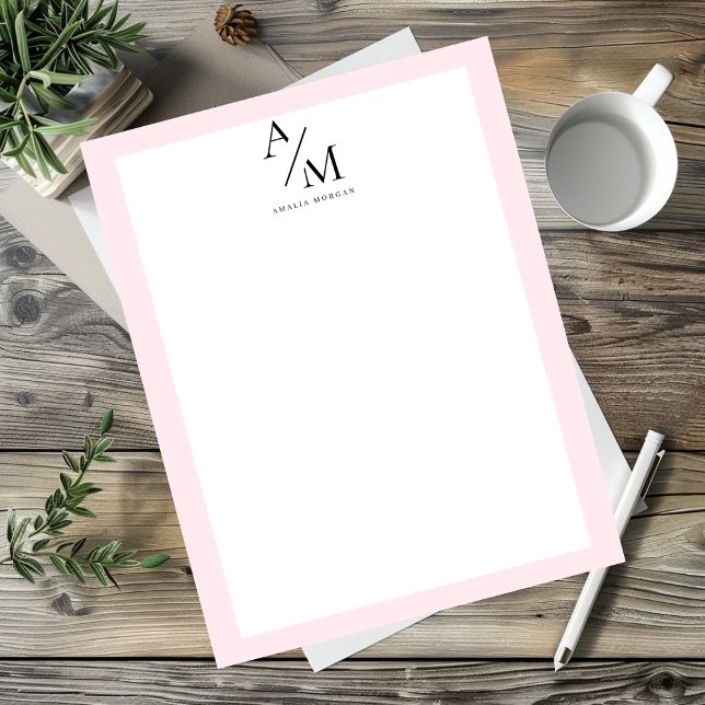 Minimal Pastel Pink Initial & Personalised  Custom Letterhead (Creator Uploaded)