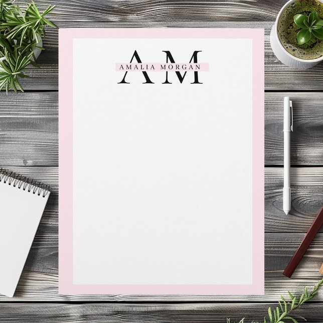 Minimal Pastel Pink Initial & Personalised  Custom Letterhead (Creator Uploaded)