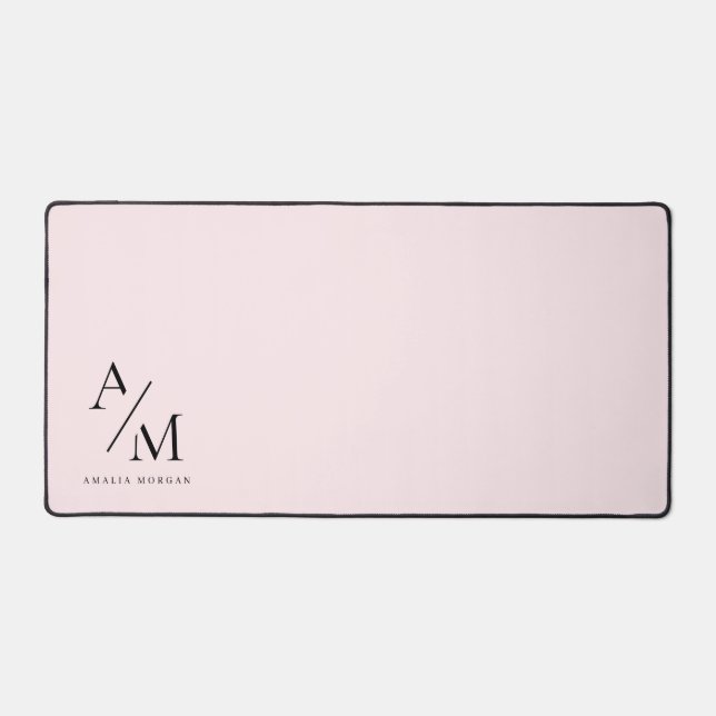Minimal Pastel Pink Initial & Personalised  Desk Mat (Front)