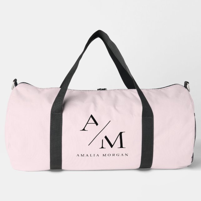 Minimal Pastel Pink Initial & Personalised  Duffle Bag (Front)