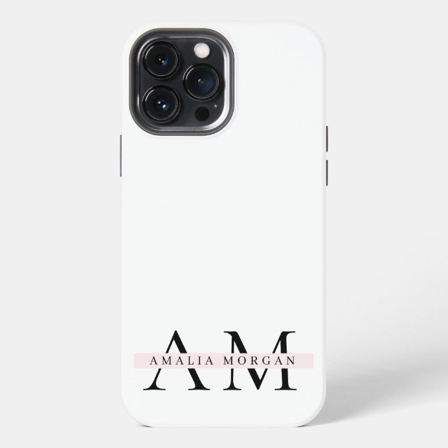 Minimal Pastel Pink Initial & Personalised  iPhone Case (Back)