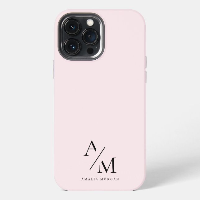 Minimal Pastel Pink Initial & Personalised  iPhone Case (Back)