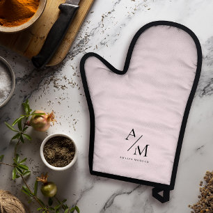 Minimal Pastel Pink Initial & Personalised Oven Mitt & Pot Holder Set