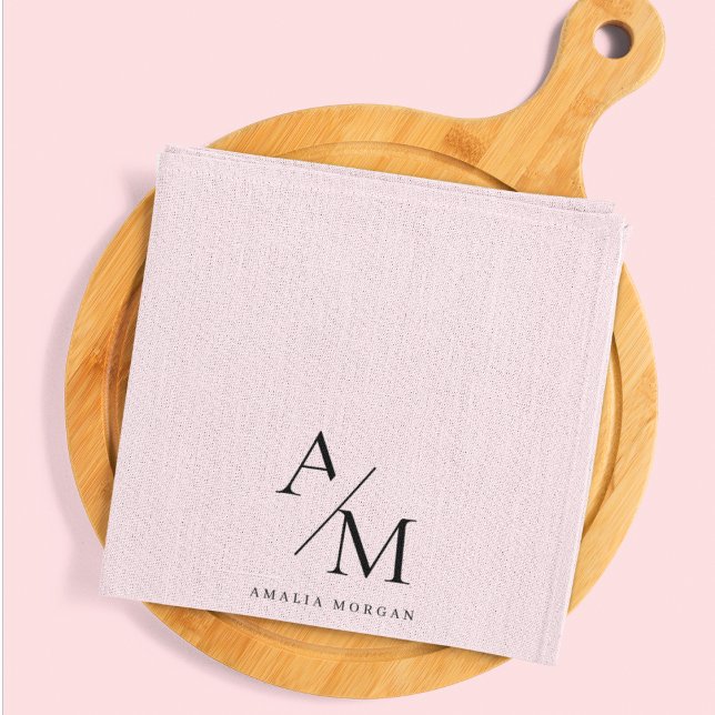 Minimal Pastel Pink Initial & Personalised  Tea Towel (Creator Uploaded)
