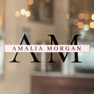 "Minimal Pastel Pink Initial & Personalised  Window Cling