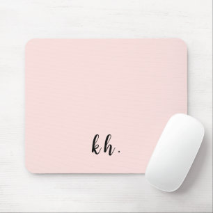 Minimal Pastel Pink Monogram Initials Mouse Mat