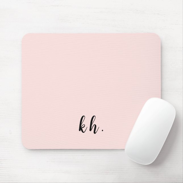 Minimal Pastel Pink Monogram Initials Mouse Mat (With Mouse)