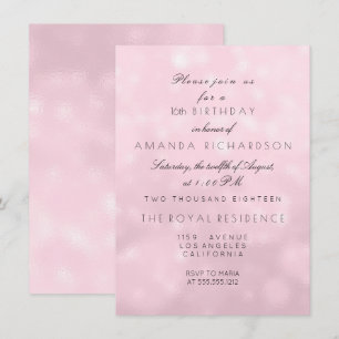 Minimal Pastel Pink Rose Lilac Birthday Party Invitation