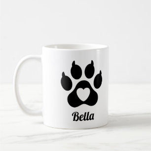 Minimal Paw Print Pet Name Dog Lover Coffee Mug