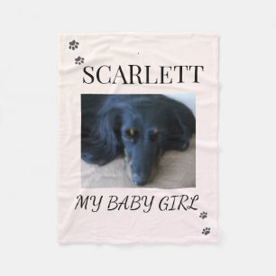 Minimal Paw Print Pet Photo Fleece Blanket