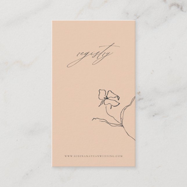 Minimal Peach Delicate Fine Art Floral Wedding Enclosure Card (Front)
