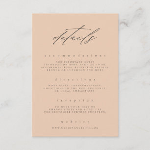 Minimal Peach Fine Art Floral Wedding Details Enclosure Card