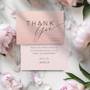 Minimal Peachy Pink Ombre Thank You Bridal Shower  Card