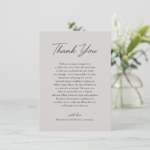 Minimal Pebble Grey Photo Elegant Wedding Thank You Card