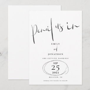 Minimal Pencil Us In Stylish Script White Save The Date