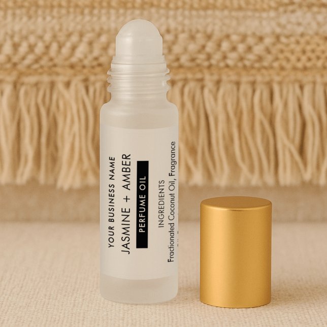 Minimal Perfume Roller Bottle Transparent Labels (Minimal transparent Perfume Roller Bottle Wraparound Stickers in minimalist black and white)
