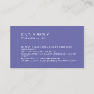 Minimal periwinkle wedding QR Code online RSVP Enclosure Card