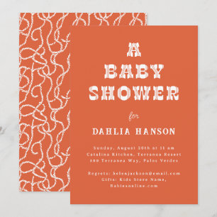 Minimal Persimmon Orange Western Baby Shower Invitation