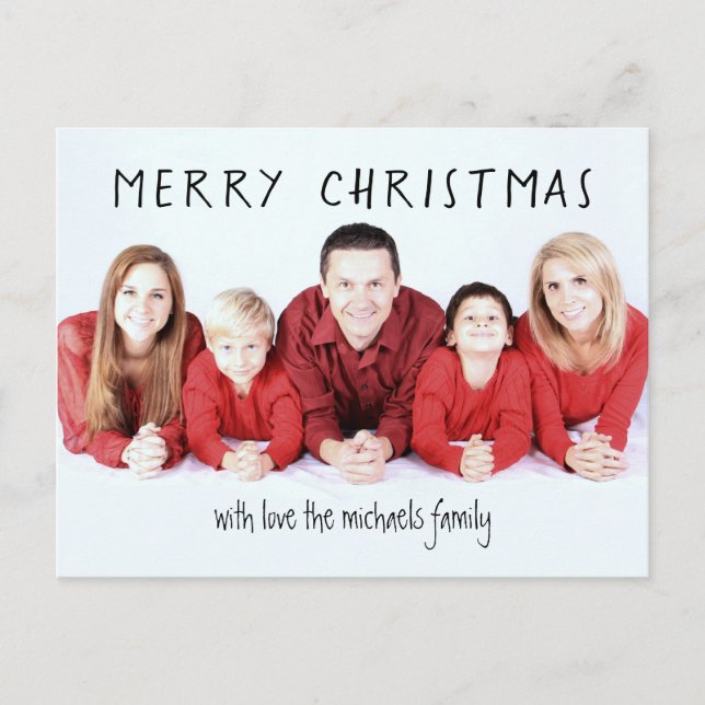 Minimal Personalised Christmas Holiday Photo Postcard (Front)