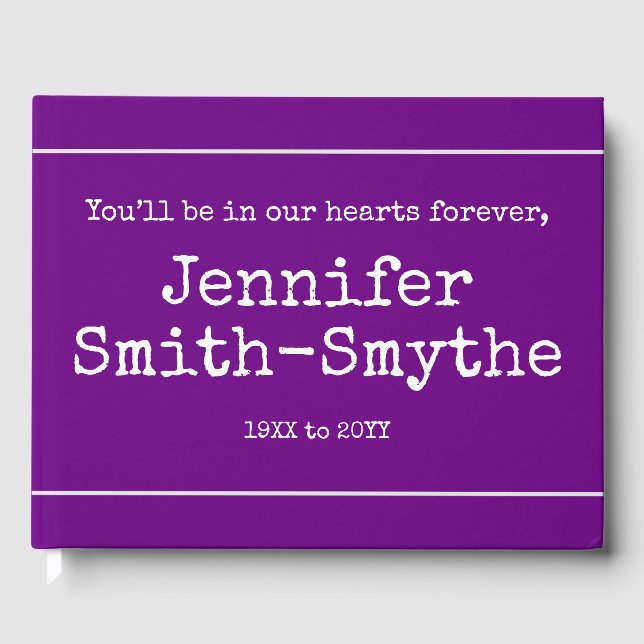 Minimal & Personalised Funeral/Memorial Guestbook (Front)