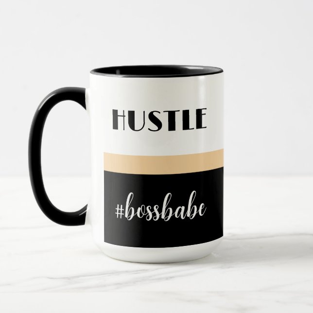 Minimal Personalised Hustle Boss Babe Mug (Left)