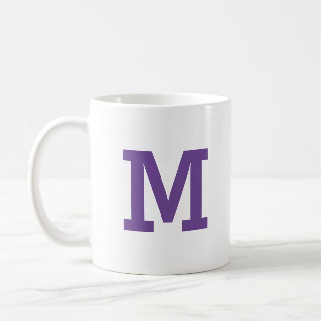 Minimal Personalised Initial Letter Purple Coffee Mug (Left)