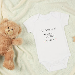 Minimal Personalised My Daddy is 1 Year Sober Baby Bodysuit