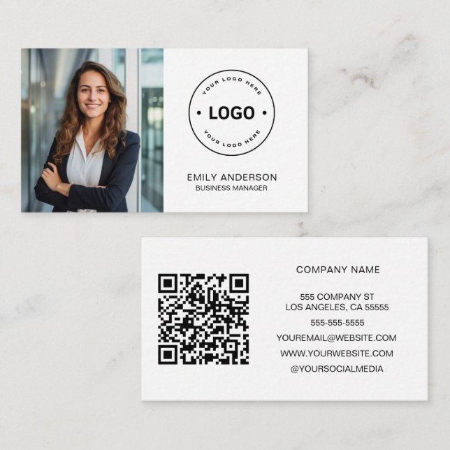 Minimal Personalised Photo Logo Business Card (Front/Back)