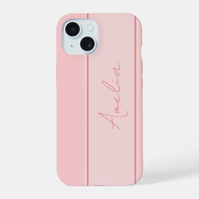 Minimal Personalised Pink iPhone 15 Case (Back)
