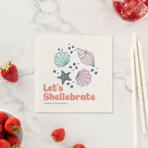 Minimal Personalised Seashell Birthday Napkin